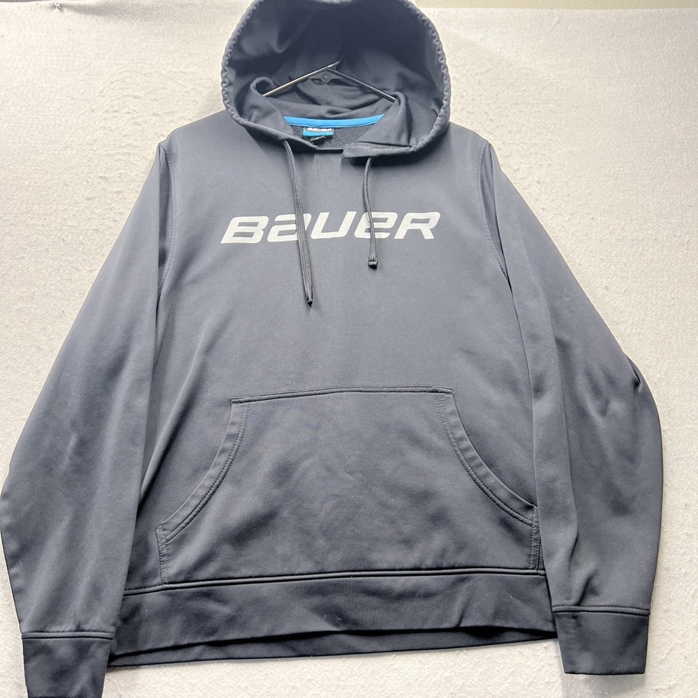 Bauer Hockey Logo Hoodie Hooded Sweatshirt Black Mens Size Small Performance